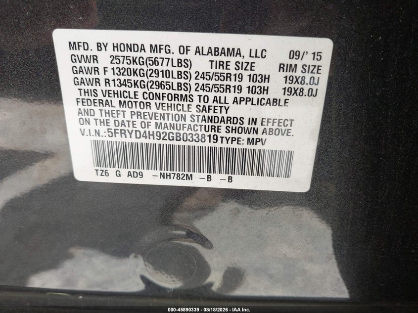 2016 ACURA MDX SPORT UTILITY VEHICLE 3.5L V-6 DI, VVT, 290HP
