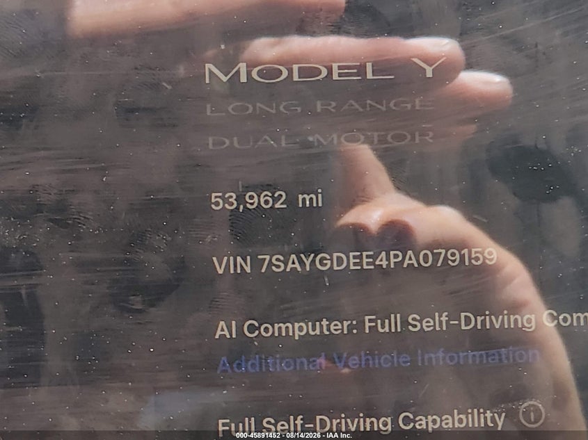TESLA MODEL Y 2023 VIN 7SAYGDEE4PA079159