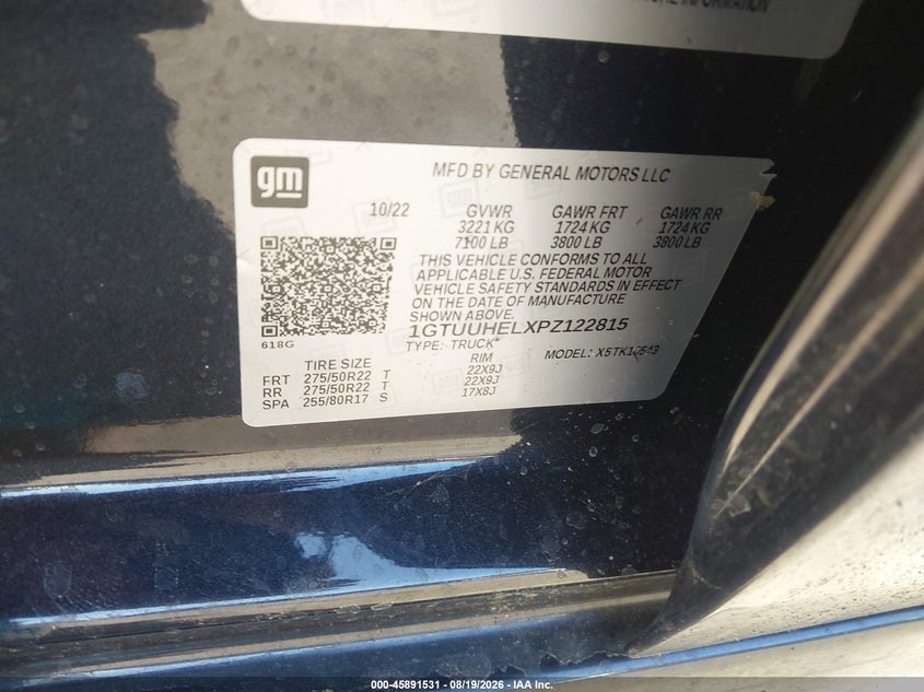 GMC SIERRA 1500 2023 VIN 1GTUUHELXPZ122815