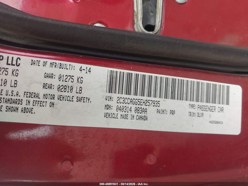 CHRYSLER 300 2014 VIN 2C3CCAGG5EH257935