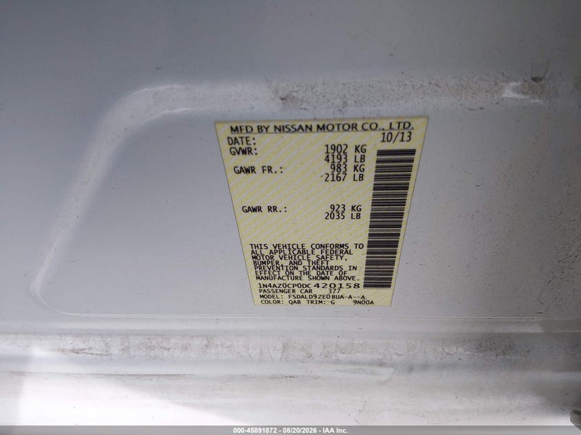 2013 NISSAN LEAF HATCHBACK ELECTRIC