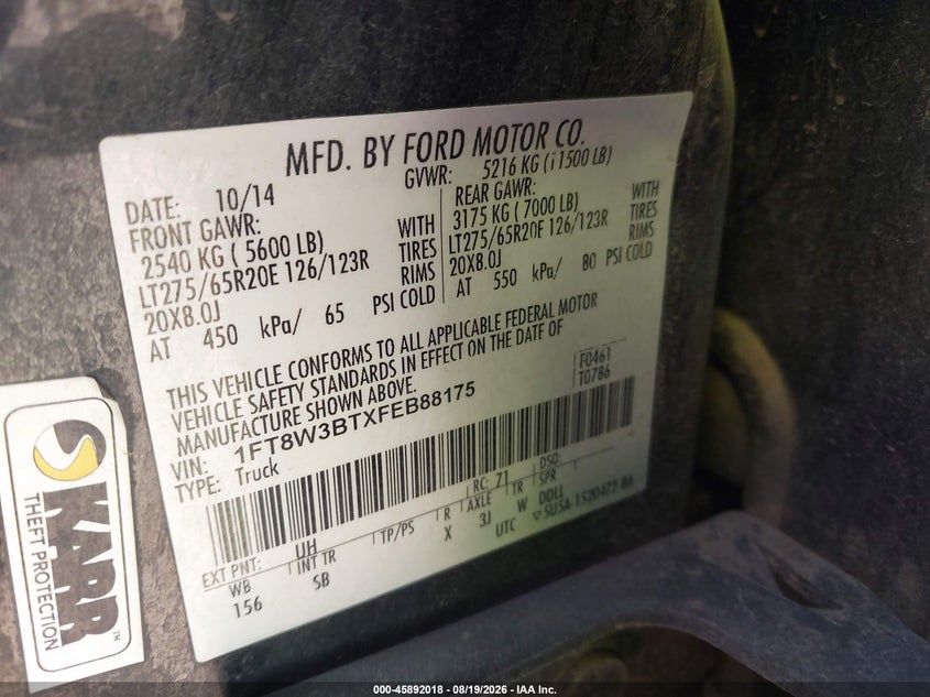 2015 FORD F-350 auction photo 8