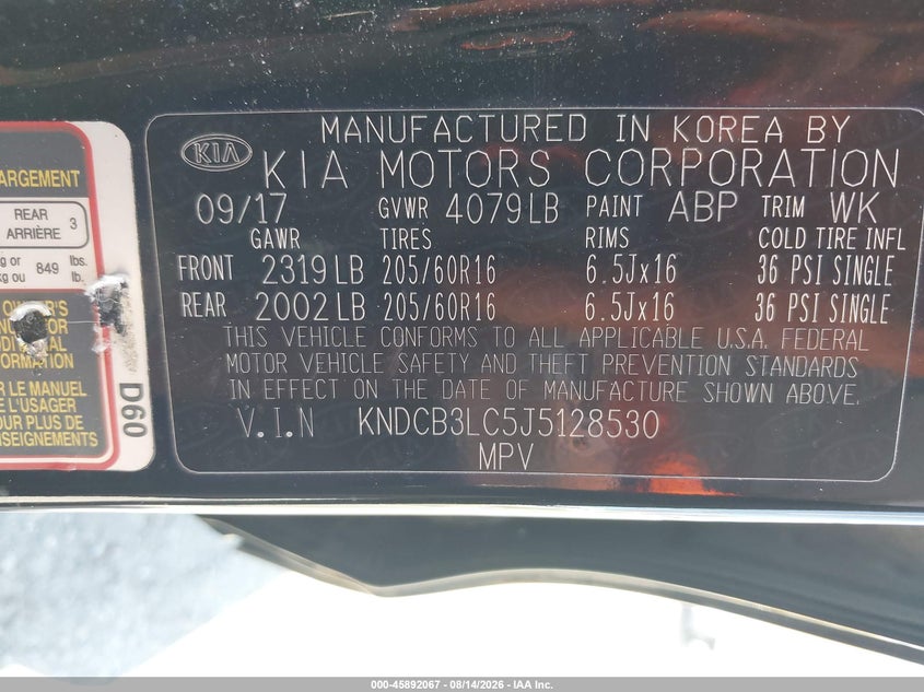 KIA NIRO 2018 VIN KNDCB3LC5J5128530