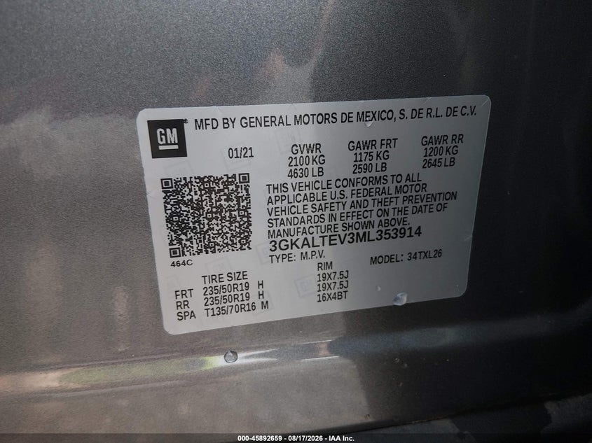 GMC TERRAIN 2021 VIN 3GKALTEV3ML353914
