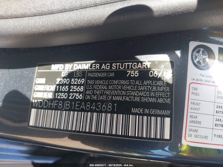 2014 MERCEDES-BENZ E-KLASSE SEDAN 3.5L V-6 DI, DOHC, VVT, 302HP