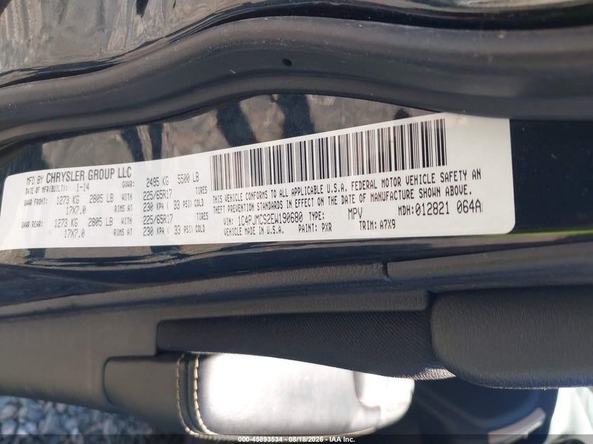 JEEP CHEROKEE 2014 VIN 1C4PJMCS2EW190680