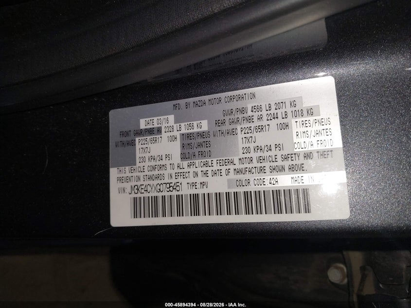 2016 MAZDA CX-5 SPORT UTILITY VEHICLE 2.5L I-4 DI, DOHC, VVT, 184HP