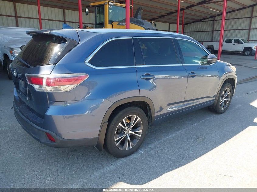 Vin: 5tdjkrfh8gs284727, lot: 46393759, toyota highlander xle v6 20164