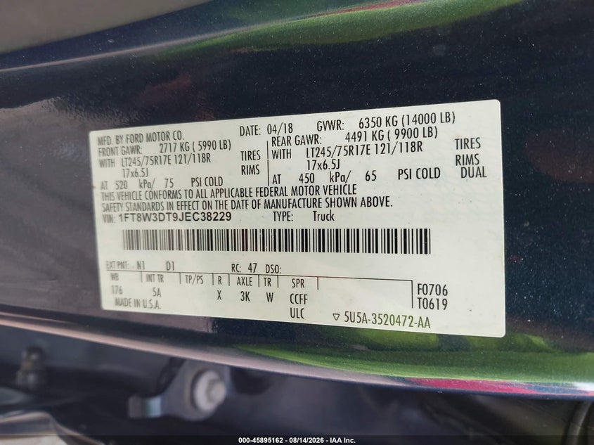 2018 FORD F-350 auction photo 8