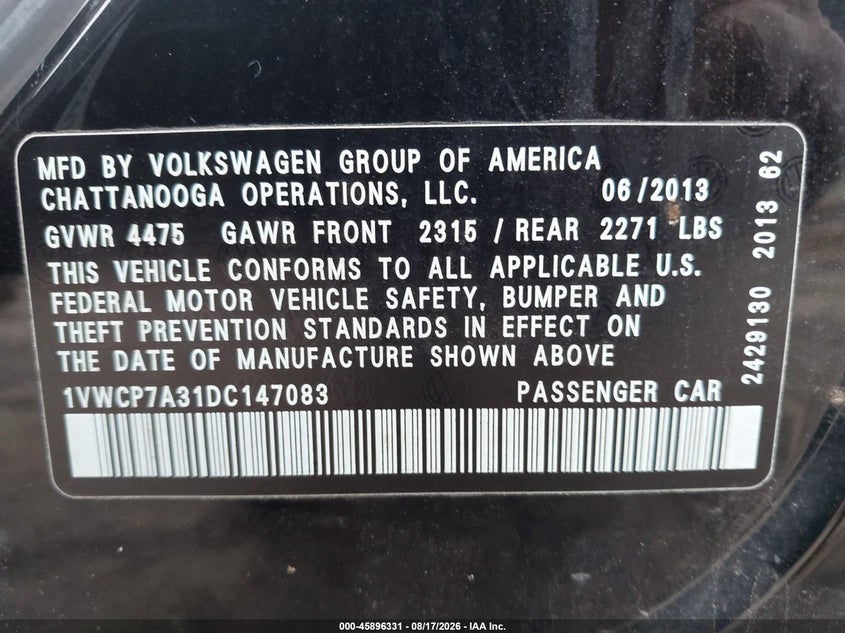 2013 VOLKSWAGEN PASSAT 2.5L SEL PREMIUM · Фото 9