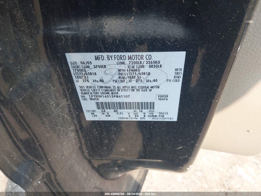 2005 FORD F-150 TRUCK 5.4L V-8 VVT, 300HP