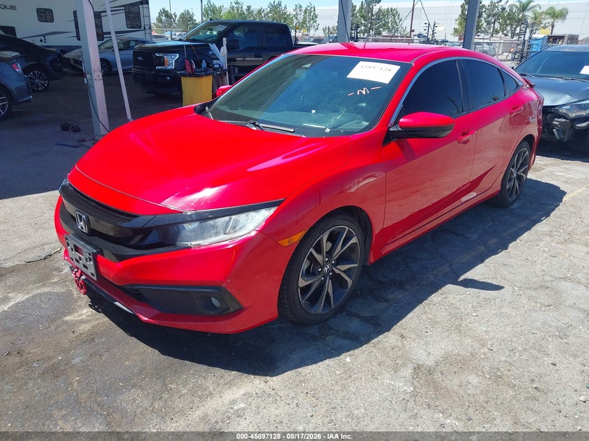 2019 Honda Civic, Удар сзади, IAAI, VIN 2HGFC2F88KH593133 — фото 2