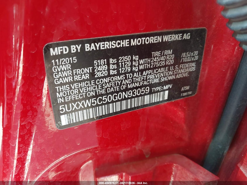 2016 BMW X4 SPORT UTILITY VEHICLE 3.0L I-6 DI, DOHC, VVT, TURBO, 300HP