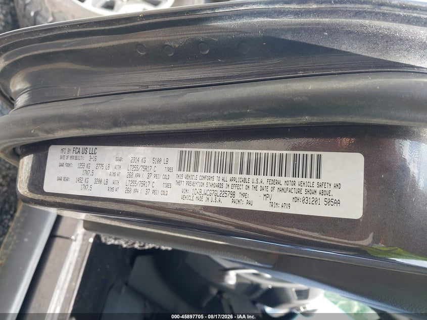 JEEP WRANGLER 2016 VIN 1C4BJWCG7GL225798