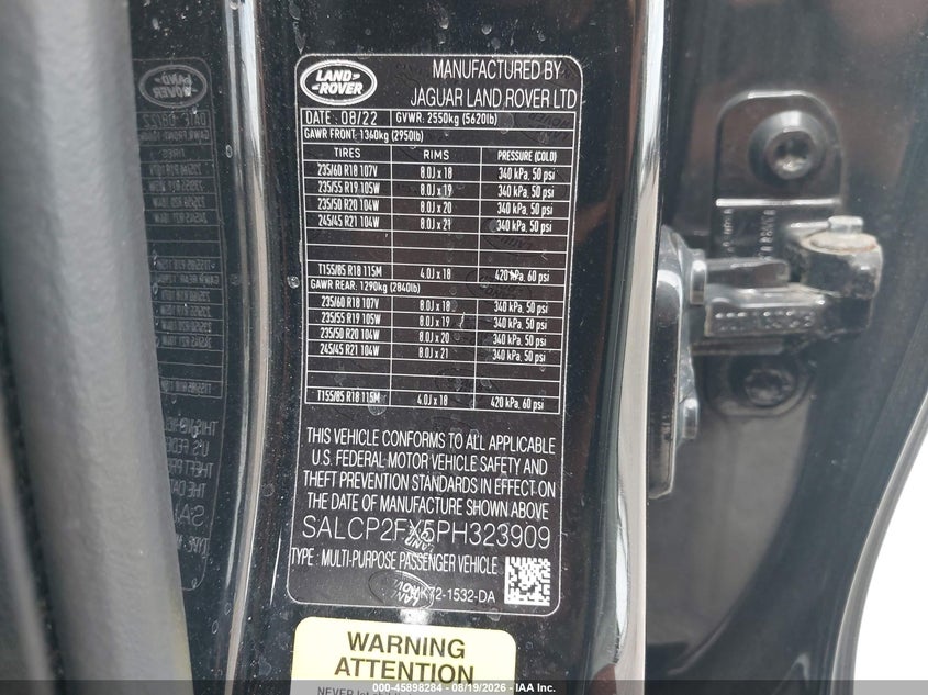 LAND-ROVER DISCOVERY SPORT 2023 VIN SALCP2FX5PH323909