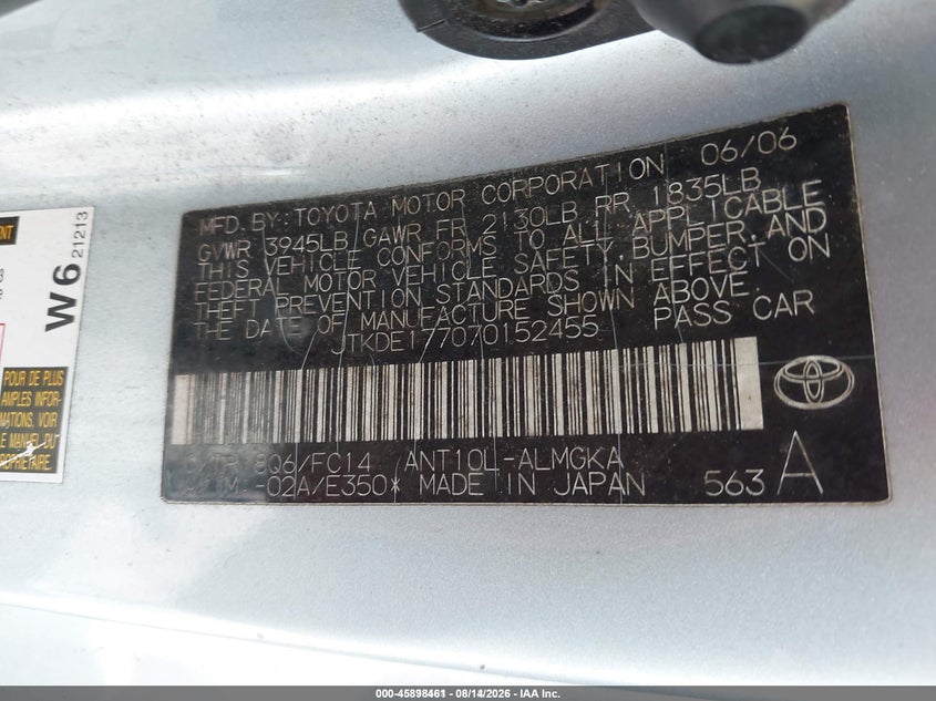 2007 SCION TC COUPE 2.4L I-4 DOHC, VVT, 160HP