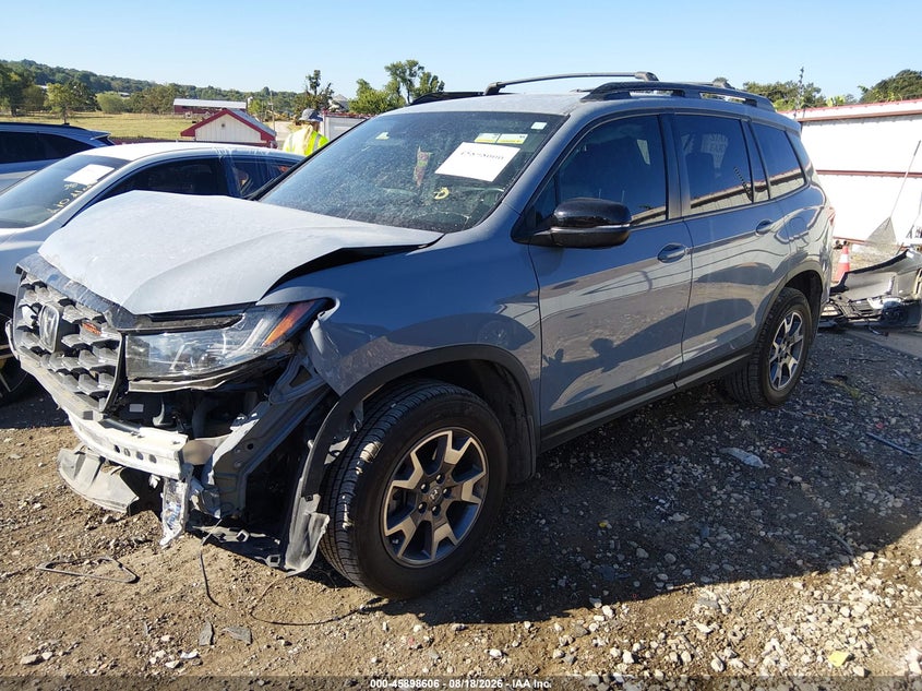 2022 Honda Passport Awd Trailsport, Front End, IAAI, VIN 5FNYF8H6XNB025490 — photo 2