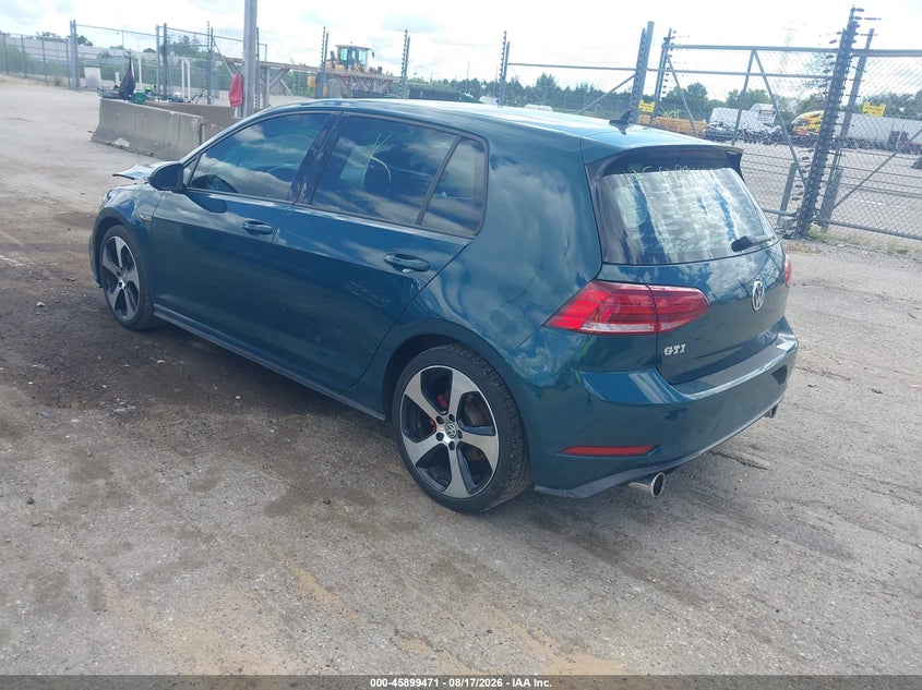 Vin: 3vw547au8jm287815, lot: 46398532, volkswagen golf gti 2.0t autobahn/2.0t s/2.0t se 20183
