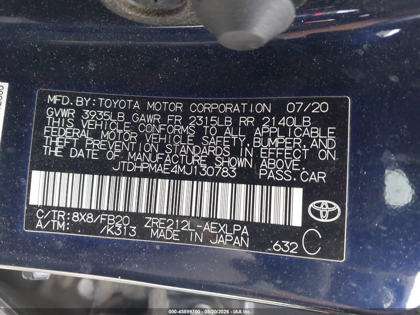 2021 TOYOTA COROLLA LE · Фото 9