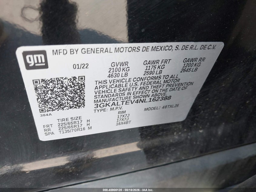 2022 GMC TERRAIN SPORT UTILITY VEHICLE 1.5L I-4 DI, DOHC, VVT, TURBO, 170HP