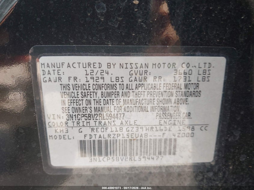2024 NISSAN KICKS SPORT UTILITY VEHICLE 1.6L I-4 DOHC, VVT, REGULAR , 122HP