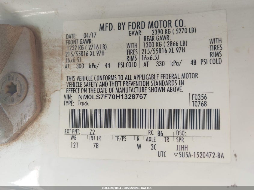 2017 FORD TRANSIT CONNECT auction photo 8