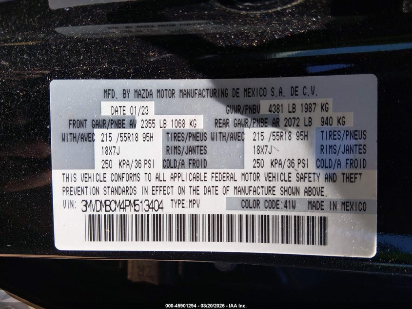 MAZDA CX-30 2023 VIN 3MVDMBCM4PM513404