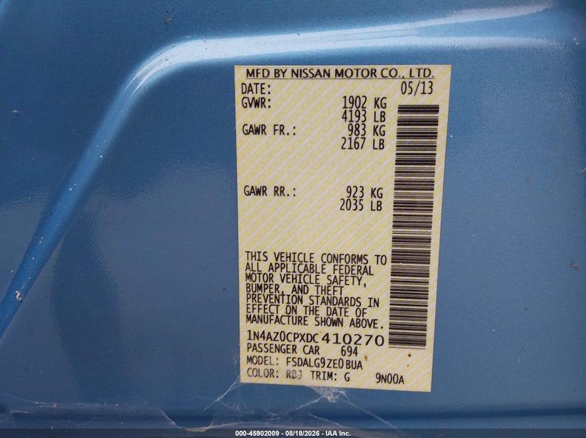 2013 NISSAN LEAF HATCHBACK ELECTRIC