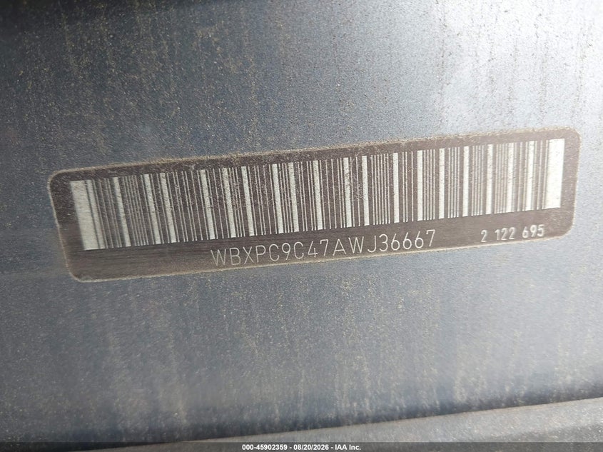 BMW X3 2010 VIN WBXPC9C47AWJ36667