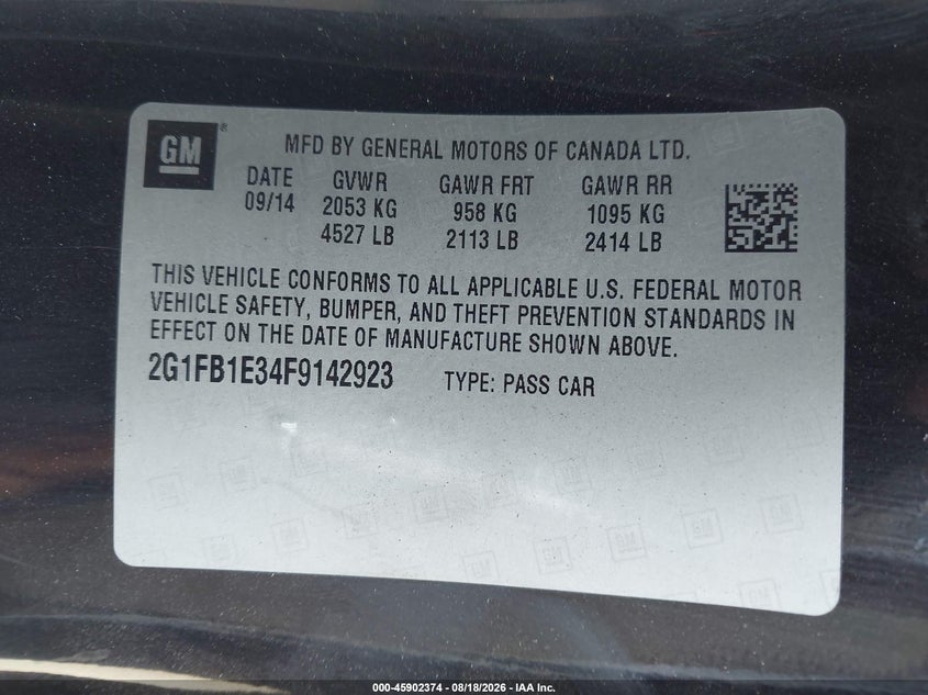 2015 CHEVROLET CAMARO COUPE 3.6L V-6 DI, DOHC, VVT, 323HP