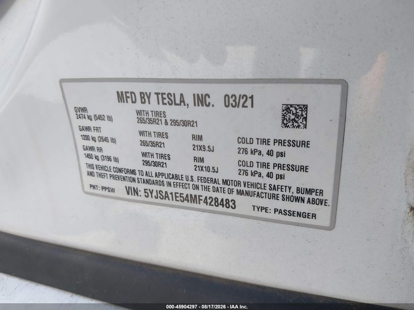 2021 TESLA MODEL S LONG RANGE DUAL MOTOR ALL-WHEEL DRIVE · Photo 9