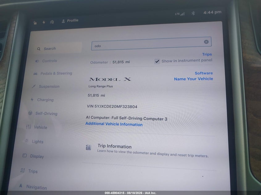 TESLA MODEL X 2021 VIN 5YJXCDE20MF323804