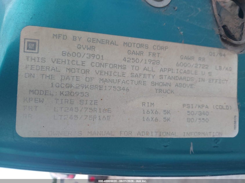 1994 CHEVROLET GMT-400 auction photo 8