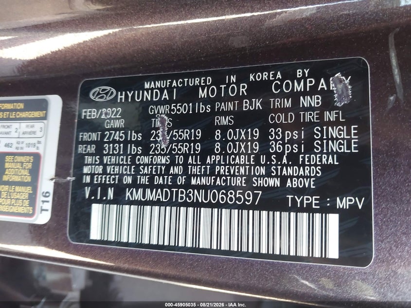 2022 GENESIS GV70 SPORT UTILITY VEHICLE 2.5L I-4 DI, DOHC, VVT, TURBO, PREMIUM , 300HP