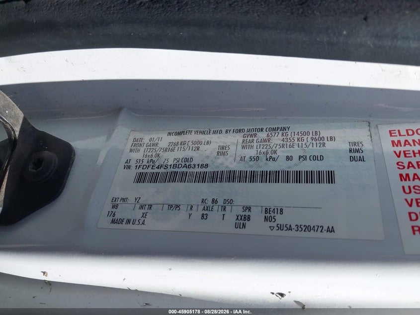 2011 FORD E-450 CUTAWAY auction photo 7