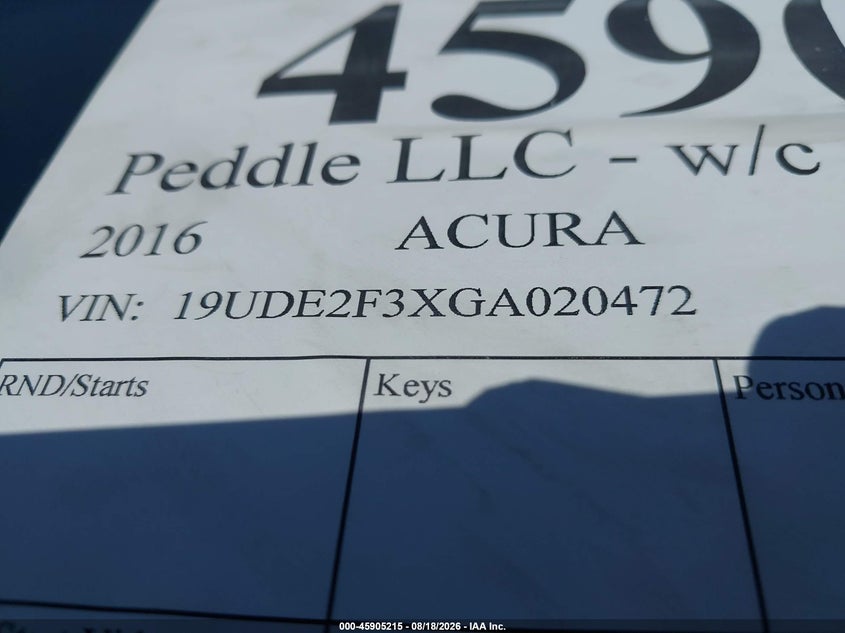 ACURA ILX 2016 VIN 19UDE2F3XGA020472