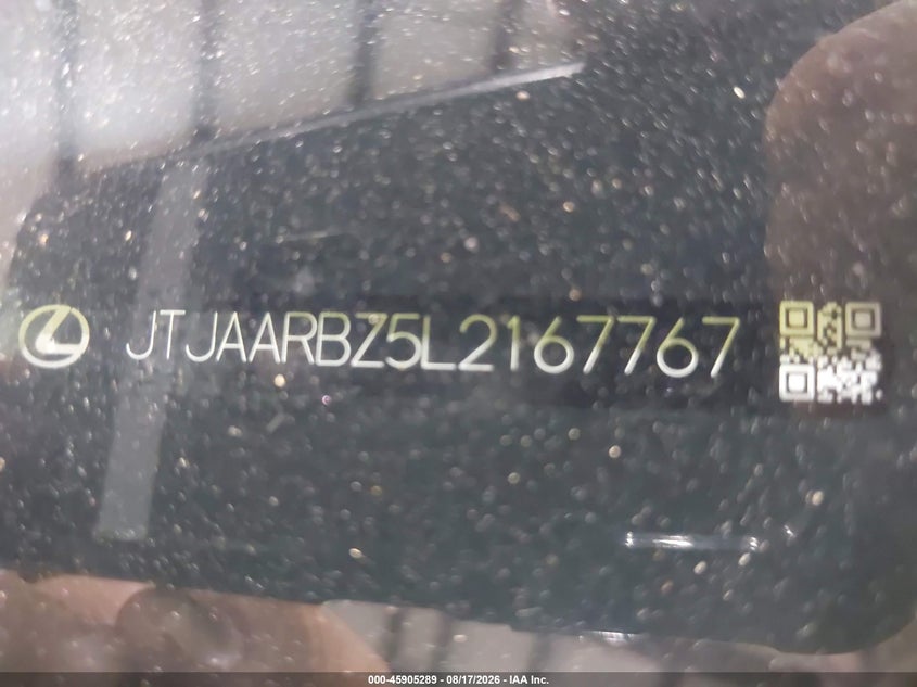 LEXUS NX 300 2020 VIN JTJAARBZ5L2167767