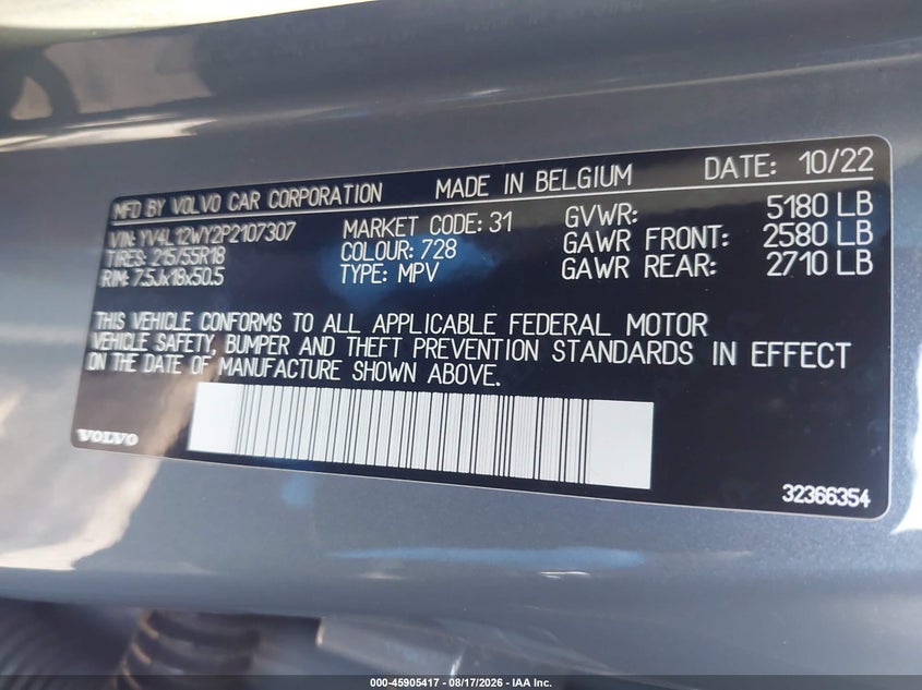 VOLVO V60 CROSS COUNTRY 2023 VIN YV4L12WY2P2107307