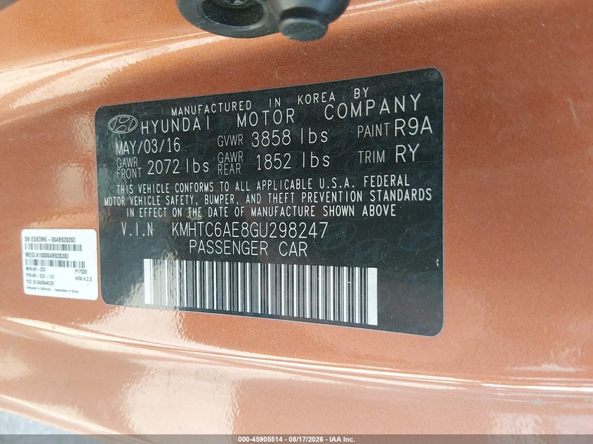2016 HYUNDAI VELOSTER HATCHBACK 1.6L I-4 DI, DOHC, VVT, TURBO, 201HP