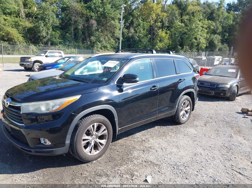 2015 Toyota Highlander, Звичайний знос, IAAI, VIN 5TDJKRFH0FS185642 — фото 2