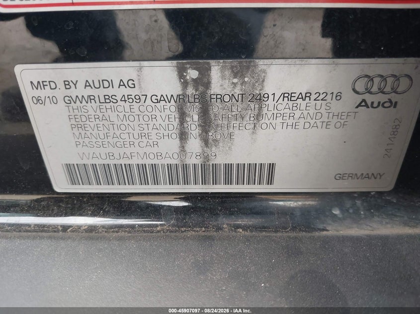 AUDI A3 2011 VIN WAUBJAFM0BA007899