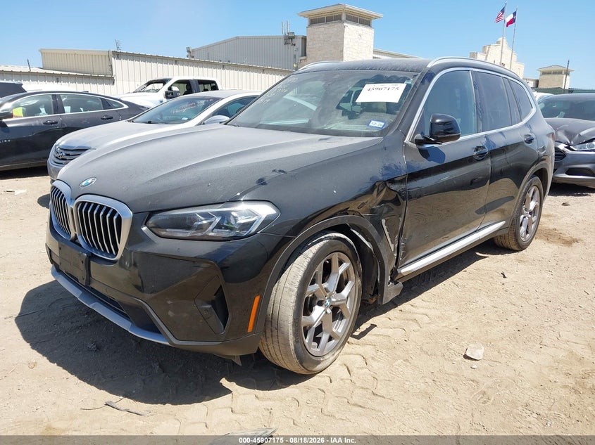 2022 BMW X3, Левый бок, IAAI, VIN 5UX43DP08N9K68964 — фото 2
