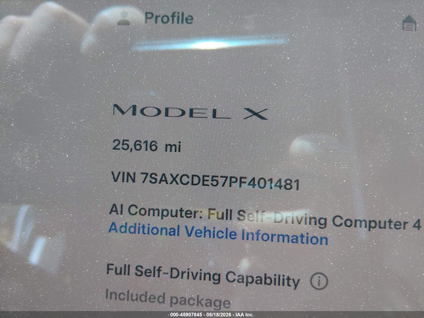 TESLA MODEL X 2023 VIN 7SAXCDE57PF401481