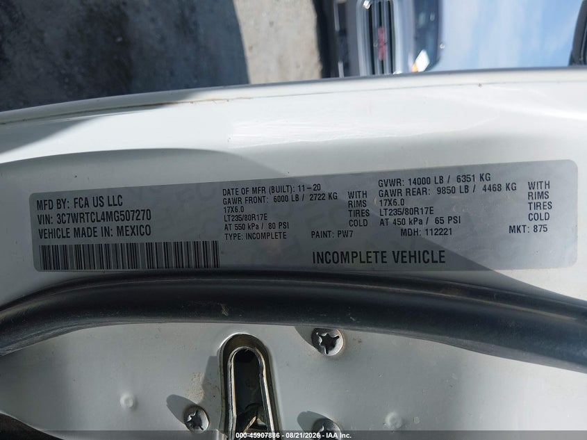 2021 RAM 3500 CHASSIS auction photo 8