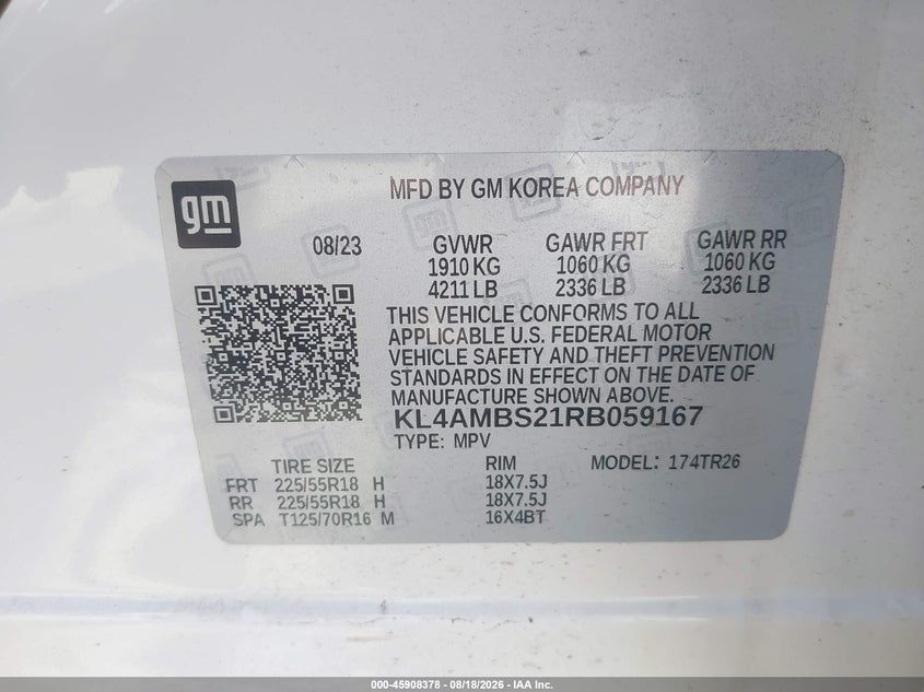 BUICK ENCORE GX 2024 VIN KL4AMBS21RB059167