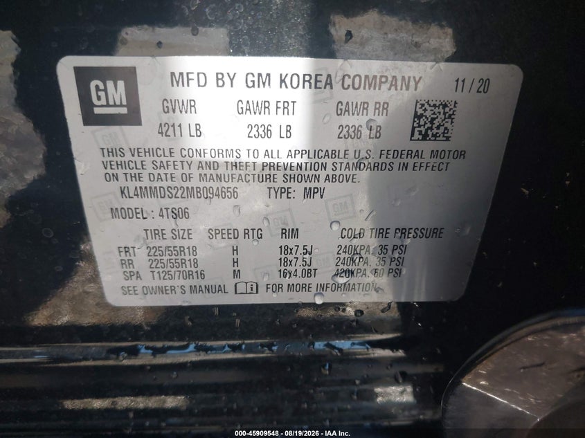 BUICK ENCORE GX 2021 VIN KL4MMDS22MB094656