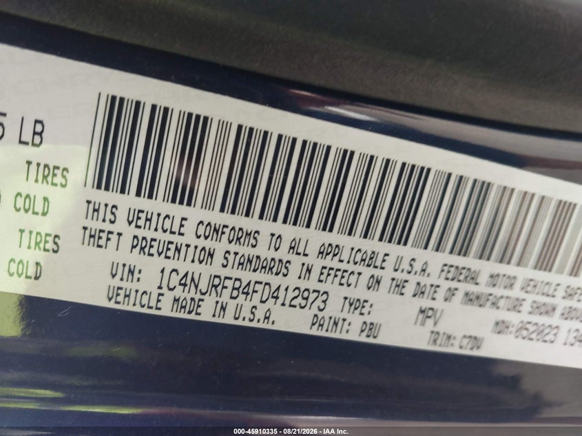 JEEP PATRIOT 2015 VIN 1C4NJRFB4FD412973