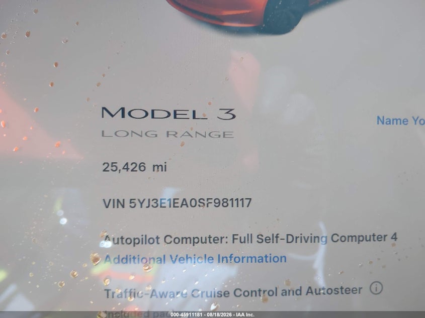 2025 TESLA MODEL 3 VIN 5YJ3E1EA0SF981117 nuotrauka 7
