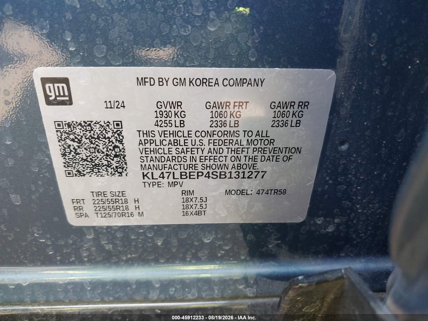 BUICK ENVISTA 2025 VIN KL47LBEP4SB131277