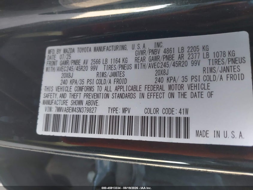 MAZDA CX-50 2025 VIN 7MMVABEM4SN379827
